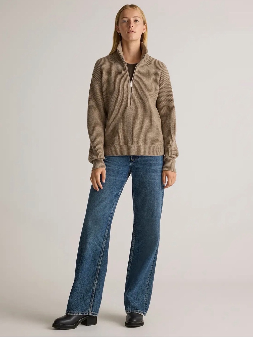 Quince Australian Merino Wool Half Zip Sweater